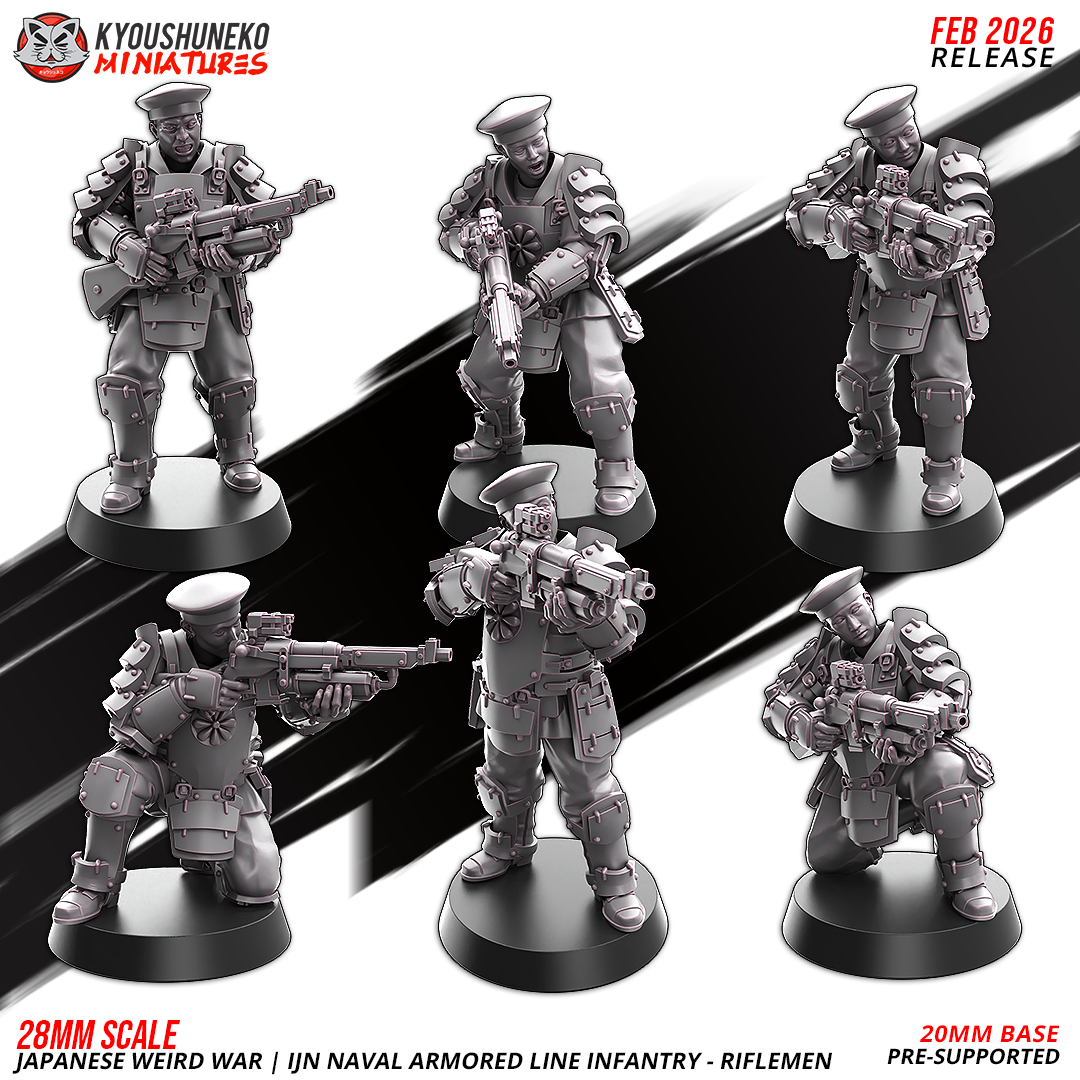 Japanese Weird War IJN Naval Armored Line Infantry – Riflemen | Imperial Japanese Army | Weird War II | Kyoushuneko Miniatures