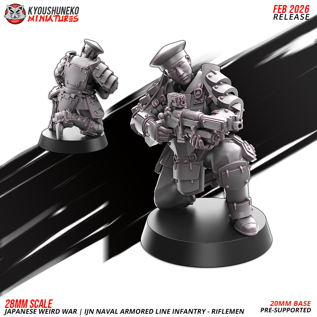Japanese Weird War IJN Naval Armored Line Infantry – Riflemen | Imperial Japanese Army | Weird War II | Kyoushuneko Miniatures