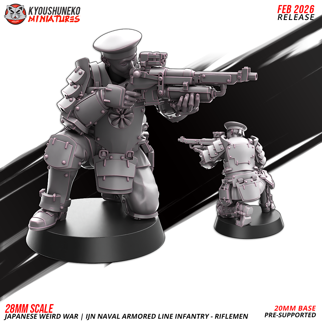 Japanese Weird War IJN Naval Armored Line Infantry – Riflemen | Imperial Japanese Army | Weird War II | Kyoushuneko Miniatures