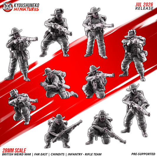 British WW2 Far East Chindit riflemen miniatures, full squad group shot by Kyoushuneko