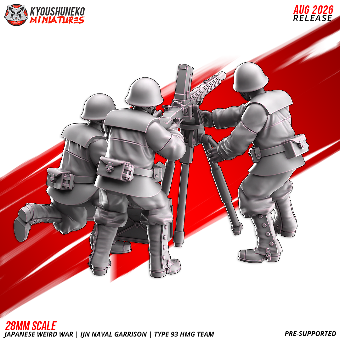 IJN Naval Garrison Type 93 HMG team, crew and heavy machine gun emplacement, rear angle