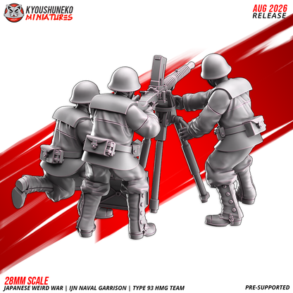 IJN Naval Garrison Type 93 HMG team, crew and heavy machine gun emplacement, rear angle