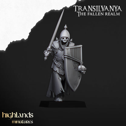 Skeletal Guard (Hand Weapon & Shield) | Transilvanya - The Fallen Realm | Highlands Miniatures