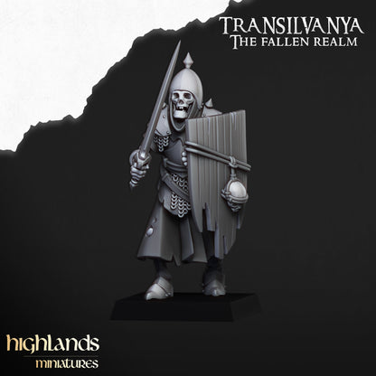 Skeletal Guard (Hand Weapon & Shield) | Transilvanya - The Fallen Realm | Highlands Miniatures