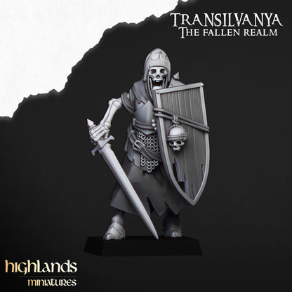Skeletal Guard (Hand Weapon & Shield) | Transilvanya - The Fallen Realm | Highlands Miniatures