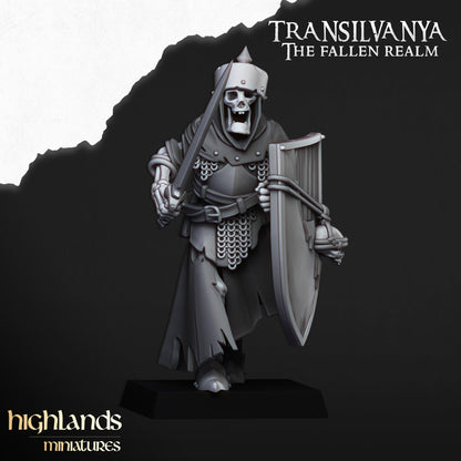 Skeletal Guard (Hand Weapon & Shield) | Transilvanya - The Fallen Realm | Highlands Miniatures