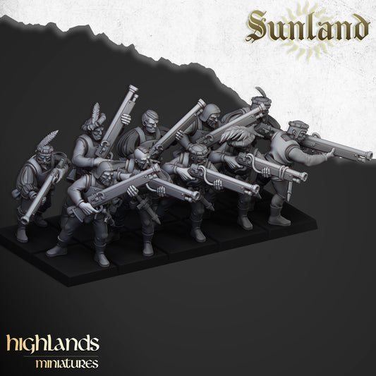 Arqebusiers - Updated | Sunland, Empire of the Sun | Highlands Miniatures