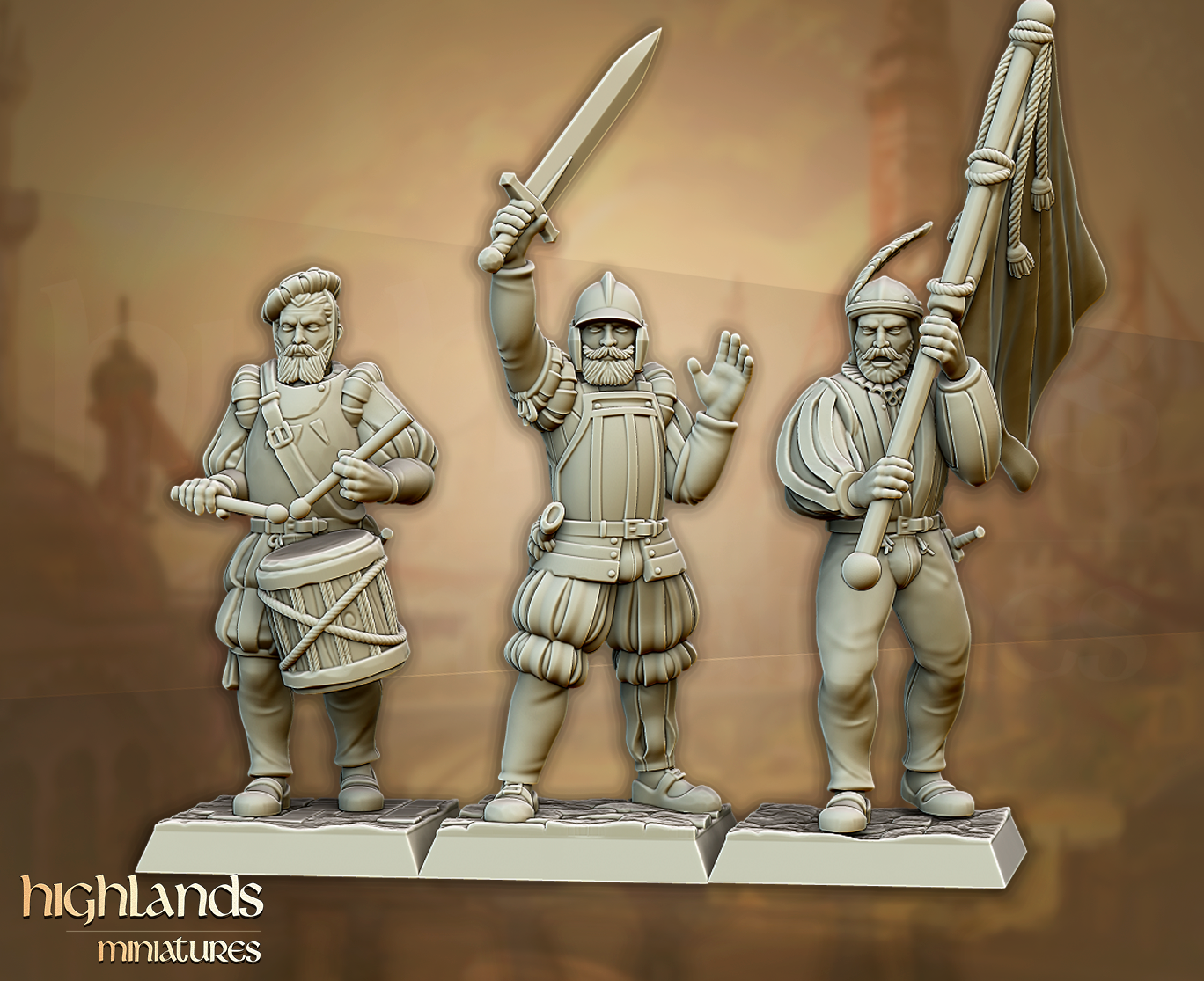 Sunland Imperial Command Group | Sunland, Empire of the Sun | Highlands Miniatures