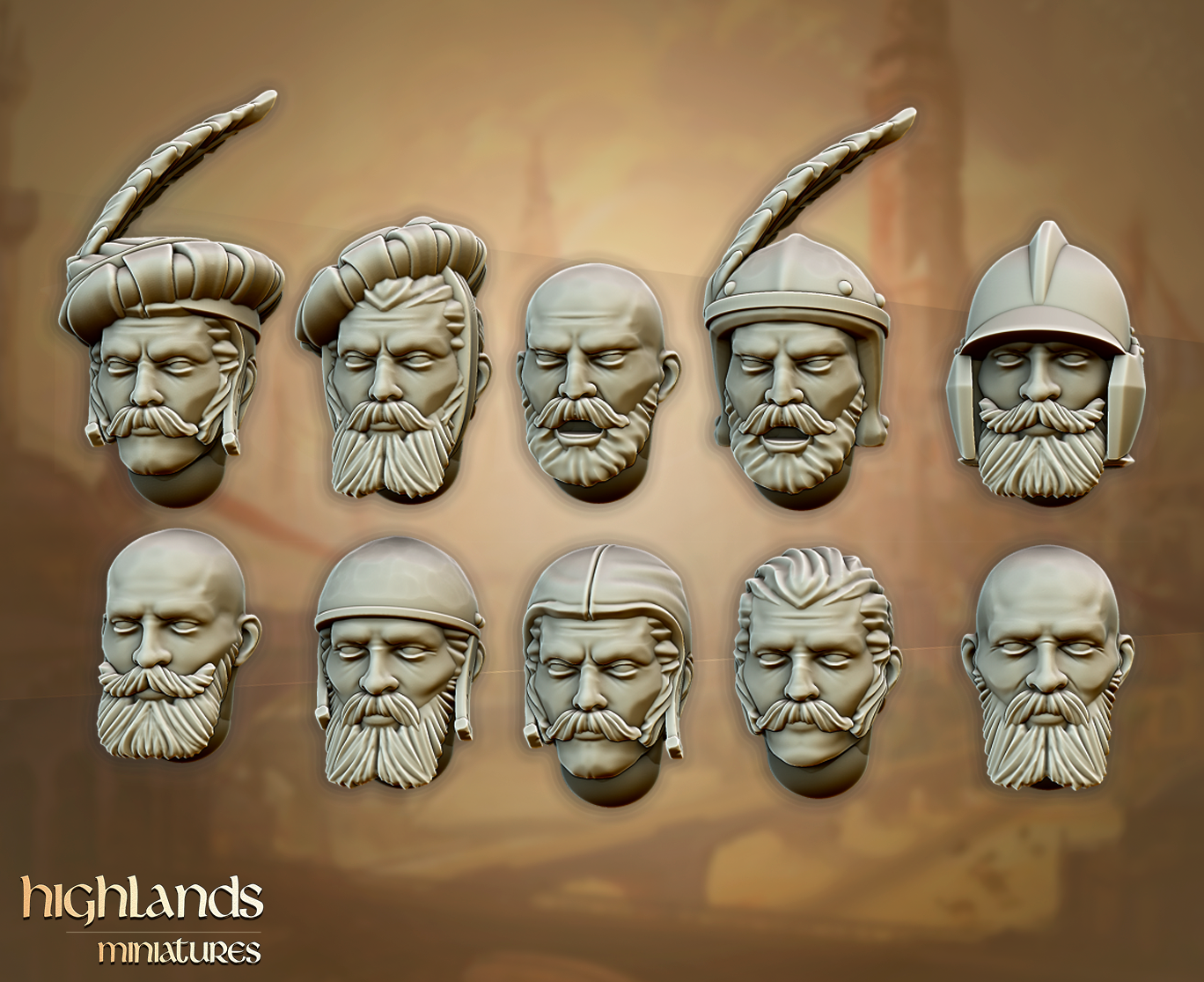 Imperial Heads | Sunland, Empire of the Sun | Highlands Miniatures