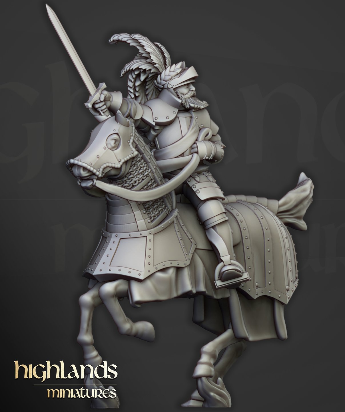 Sunland Mounted Knights Command Group | Sunland, Empire of the Sun | Highlands Miniatures