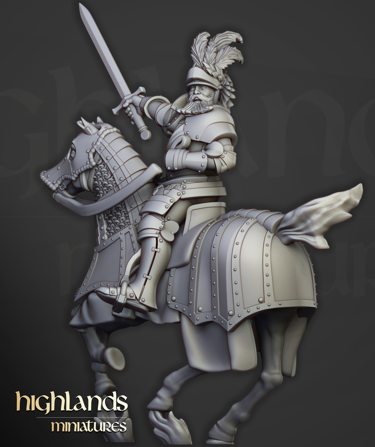 Sunland Mounted Knights Command Group | Sunland, Empire of the Sun | Highlands Miniatures