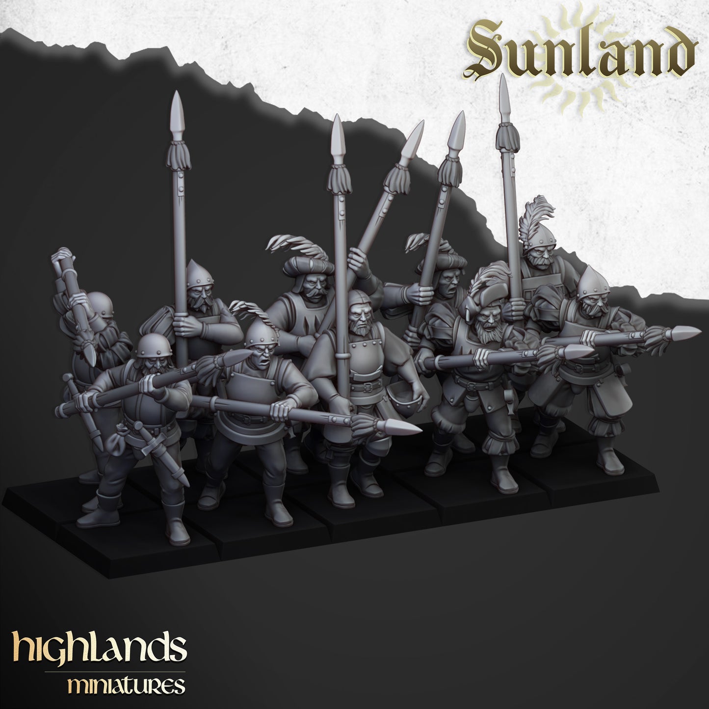 Sunland Troops - Spears | Sunland, Empire of the Sun | Highlands Miniatures