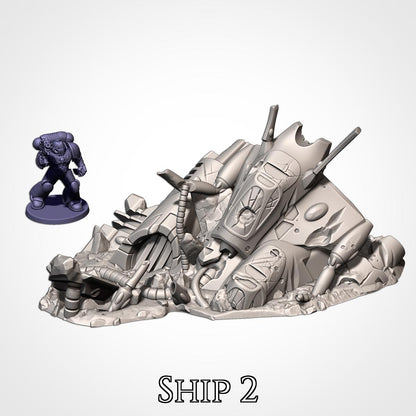 Crashed Xenos Spaceships | Scatter Terrain | Txarli Factory