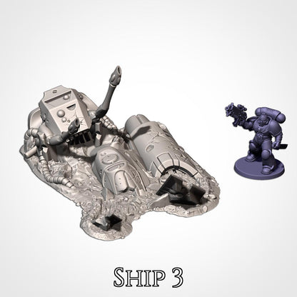 Crashed Xenos Spaceships | Scatter Terrain | Txarli Factory