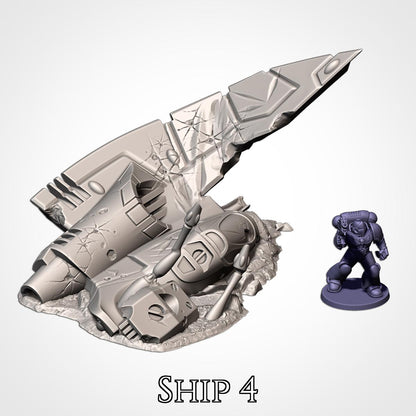 Crashed Xenos Spaceships | Scatter Terrain | Txarli Factory
