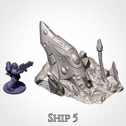 Crashed Xenos Spaceships | Scatter Terrain | Txarli Factory
