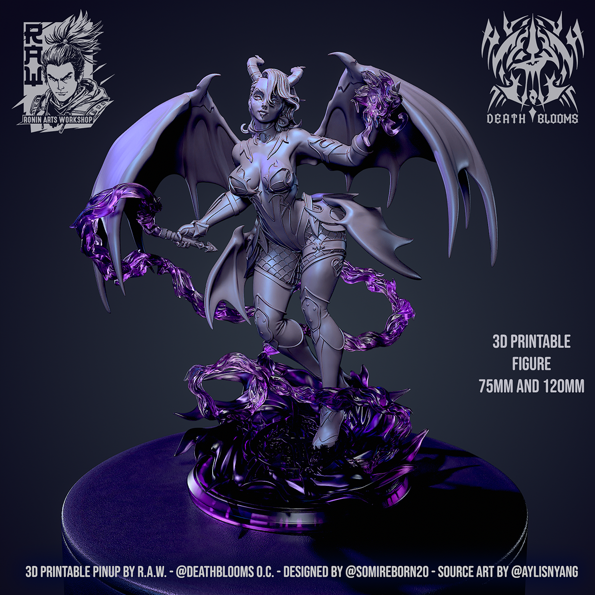 DeathBlooms Succubus | NSFW or SFW | Resin 3D Printed Pinup | Ronin Arts Workshop