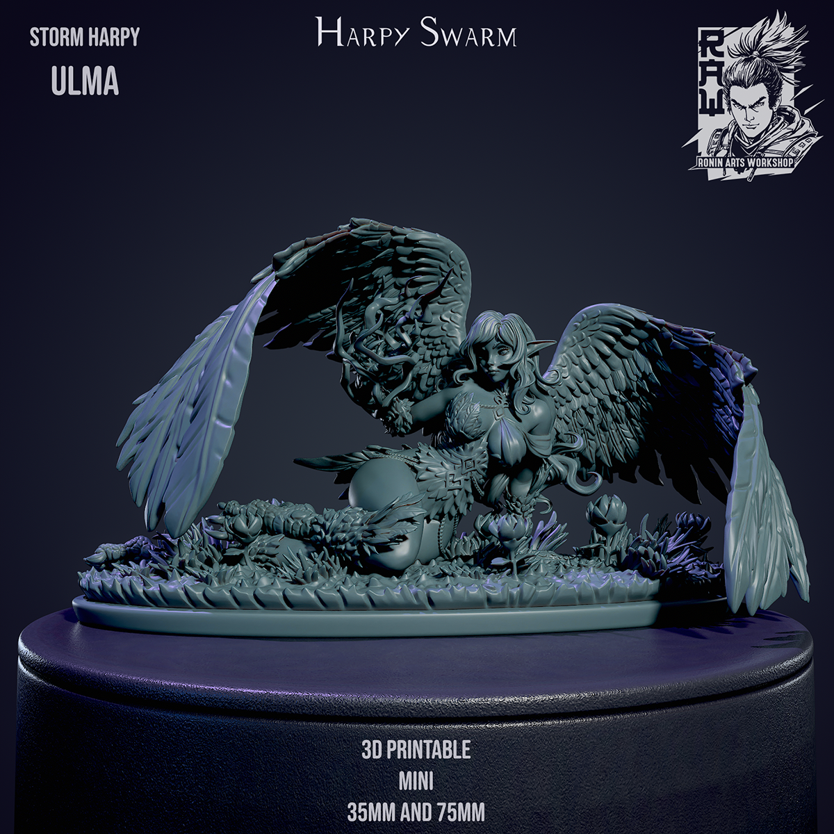 Harpy Swarm - Ulma | NSFW or SFW | Resin 3D Printed Pinup | Ronin Arts Workshop