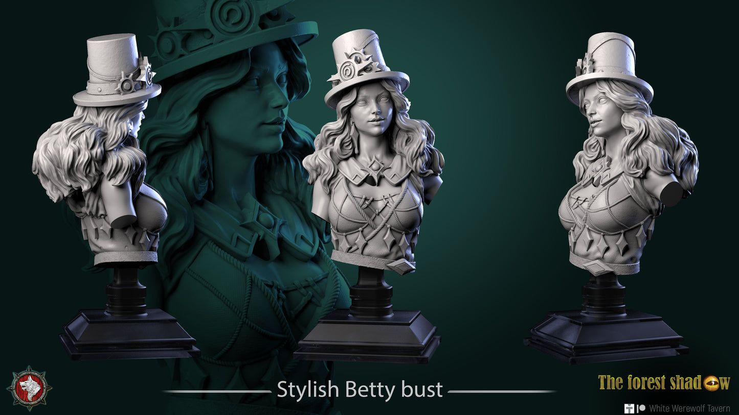 Stylish Betty - Bust | The Forest Shadow | Bust | Resin 3D Printed Miniature | White Werewolf Tavern