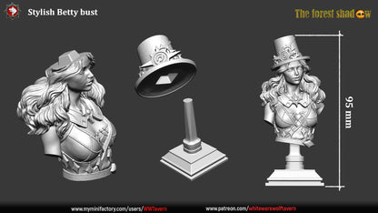 Stylish Betty - Bust | The Forest Shadow | Bust | Resin 3D Printed Miniature | White Werewolf Tavern