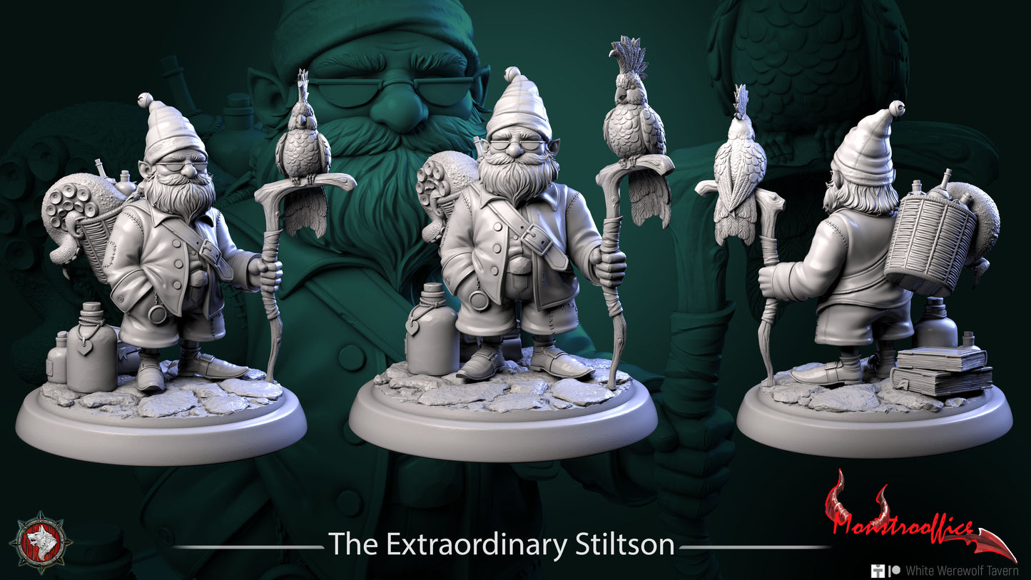 The Extraordinary Stiltson | Monstrooffice | Multiple Scales | Resin 3D Printed Miniature | White Werewolf Tavern