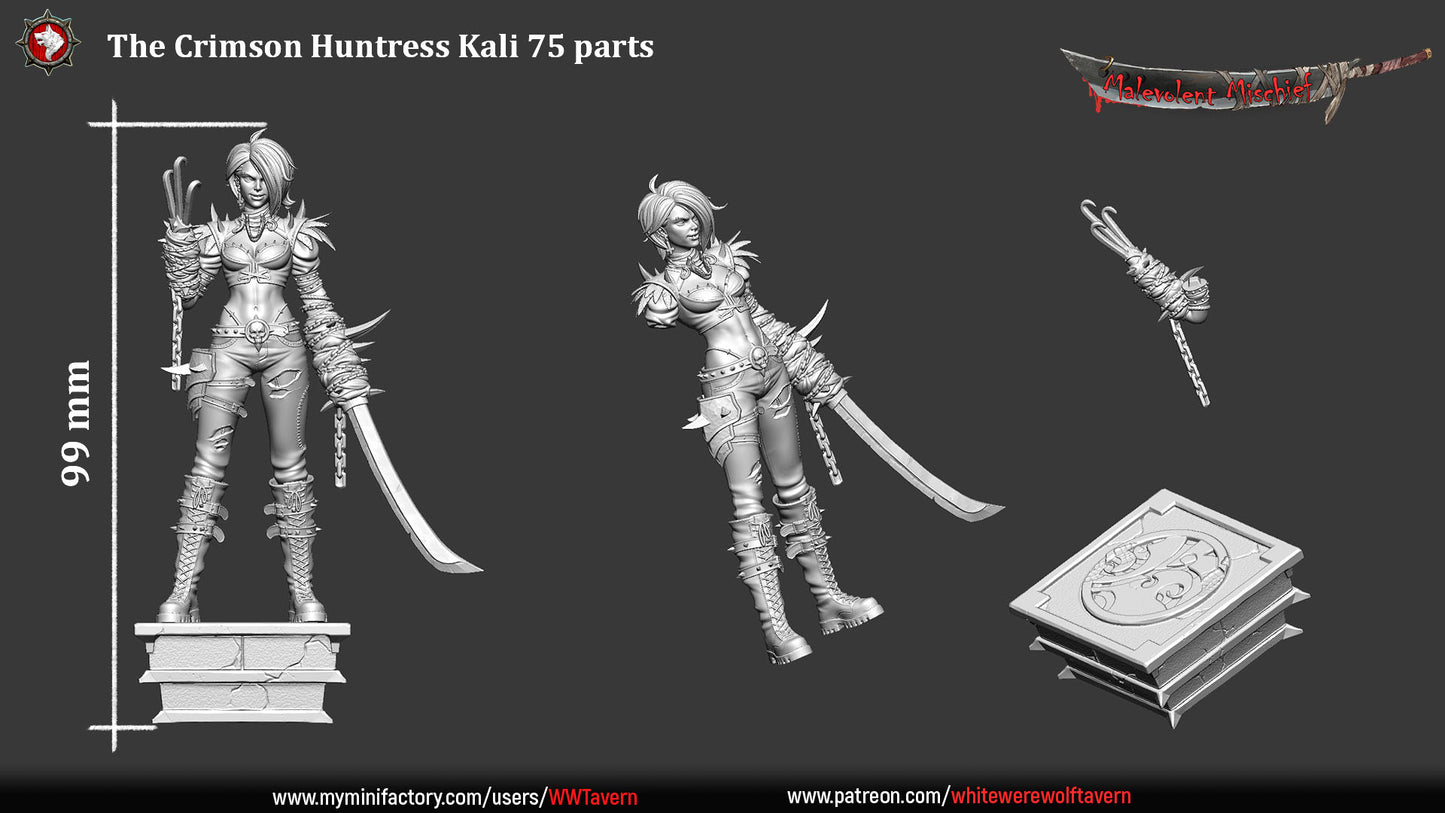 The Crimson Huntress Kali | Malevolent Mischief | 75 mm scaled model | White Werewolf Tavern