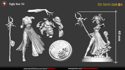 Ugly Sue | The Forest Shadow | Multiple Scales | Resin 3D Printed Miniature | White Werewolf Tavern
