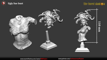 Ugly Sue Bust | The Forest Shadow | Bust | Resin 3D Printed Miniature | White Werewolf Tavern