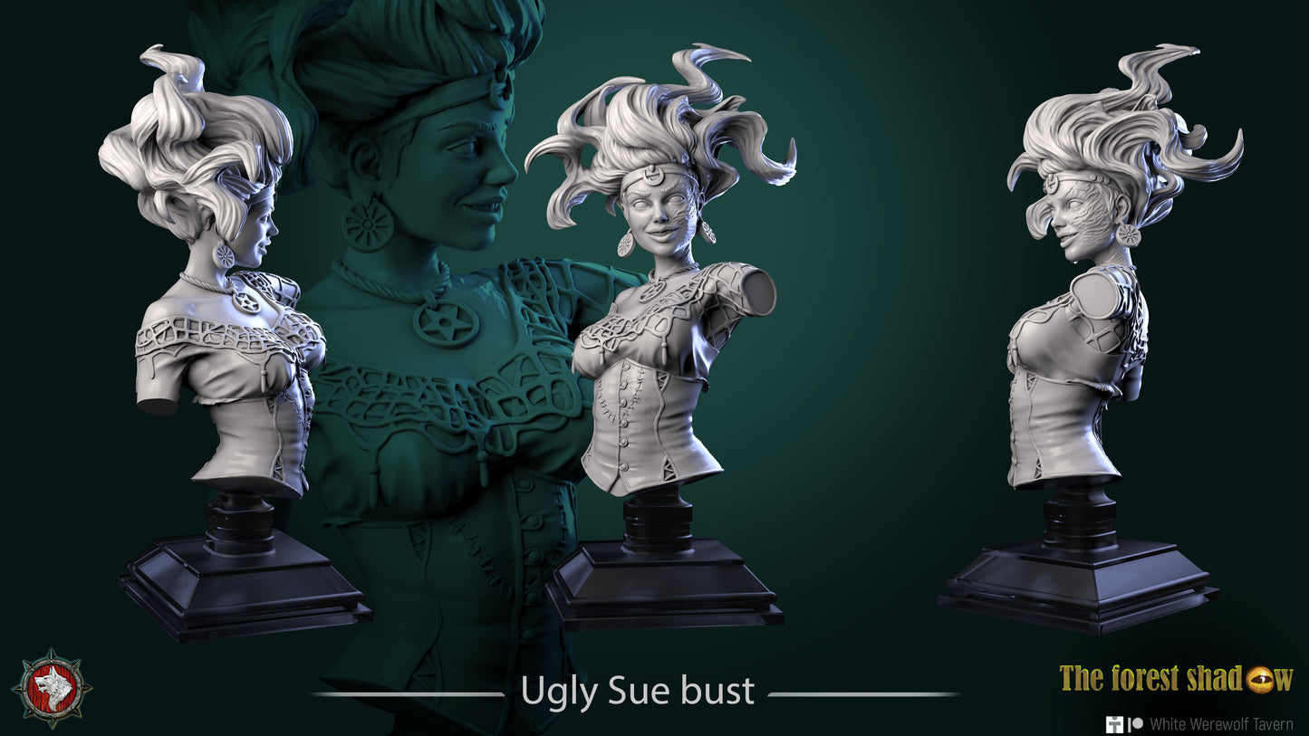 Ugly Sue Bust | The Forest Shadow | Bust | Resin 3D Printed Miniature | White Werewolf Tavern