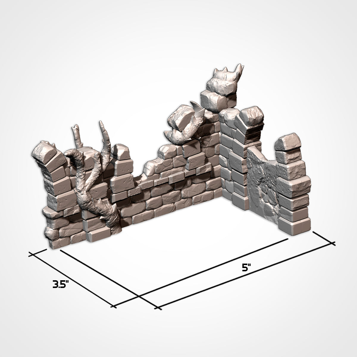 Low Wall 5x3.5in A: corner wall, 5 x 3.5 in footprint (Txarli Factory render)