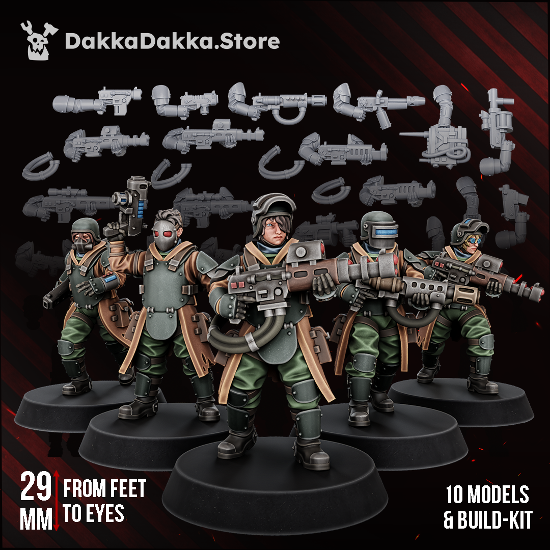 Alcat Rats Heavy Infantry painted squad of ten fixed-pose troopers with build kit parts