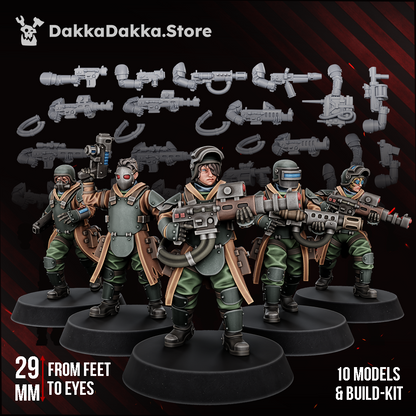 Alcat Rats Heavy Infantry painted squad of ten fixed-pose troopers with build kit parts