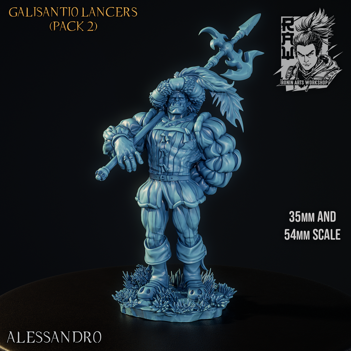 Alessandro the Sergeant, sculpt turntable render by Ronin Arts Workshop.