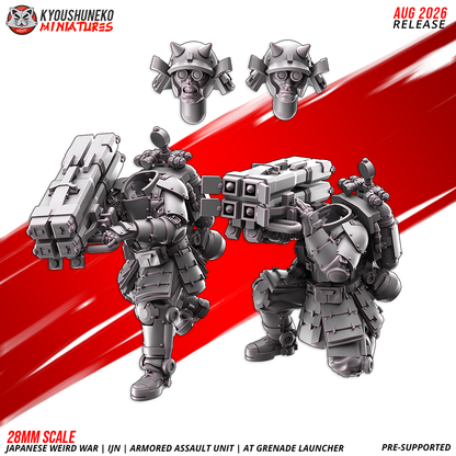 IJN Armored Assault anti-tank troopers with multi-tube grenade launchers, Japanese Weird War render by Kyoushuneko, detail view.