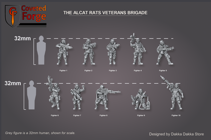 Alcat Rats Veterans Brigade 32mm scale reference lineup