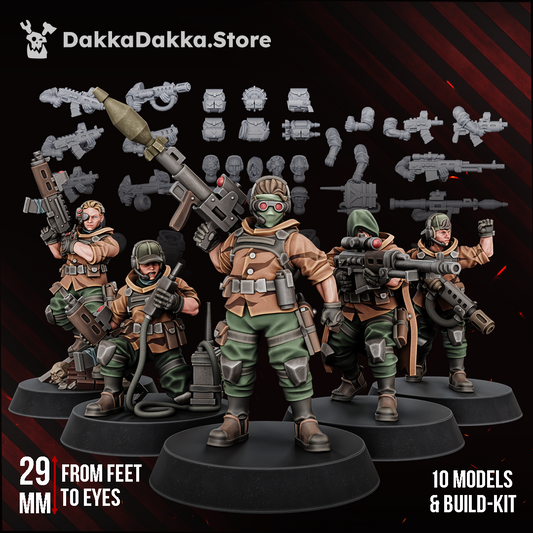 Alcat Rats Veterans Brigade painted squad of ten fixed-pose troopers with build kit parts