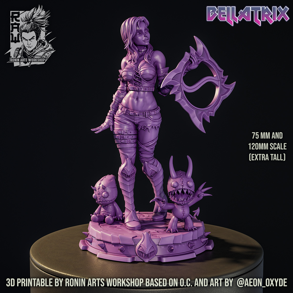 Bellatrix with the demon dolls, sculpt render by Ronin Arts Workshop.