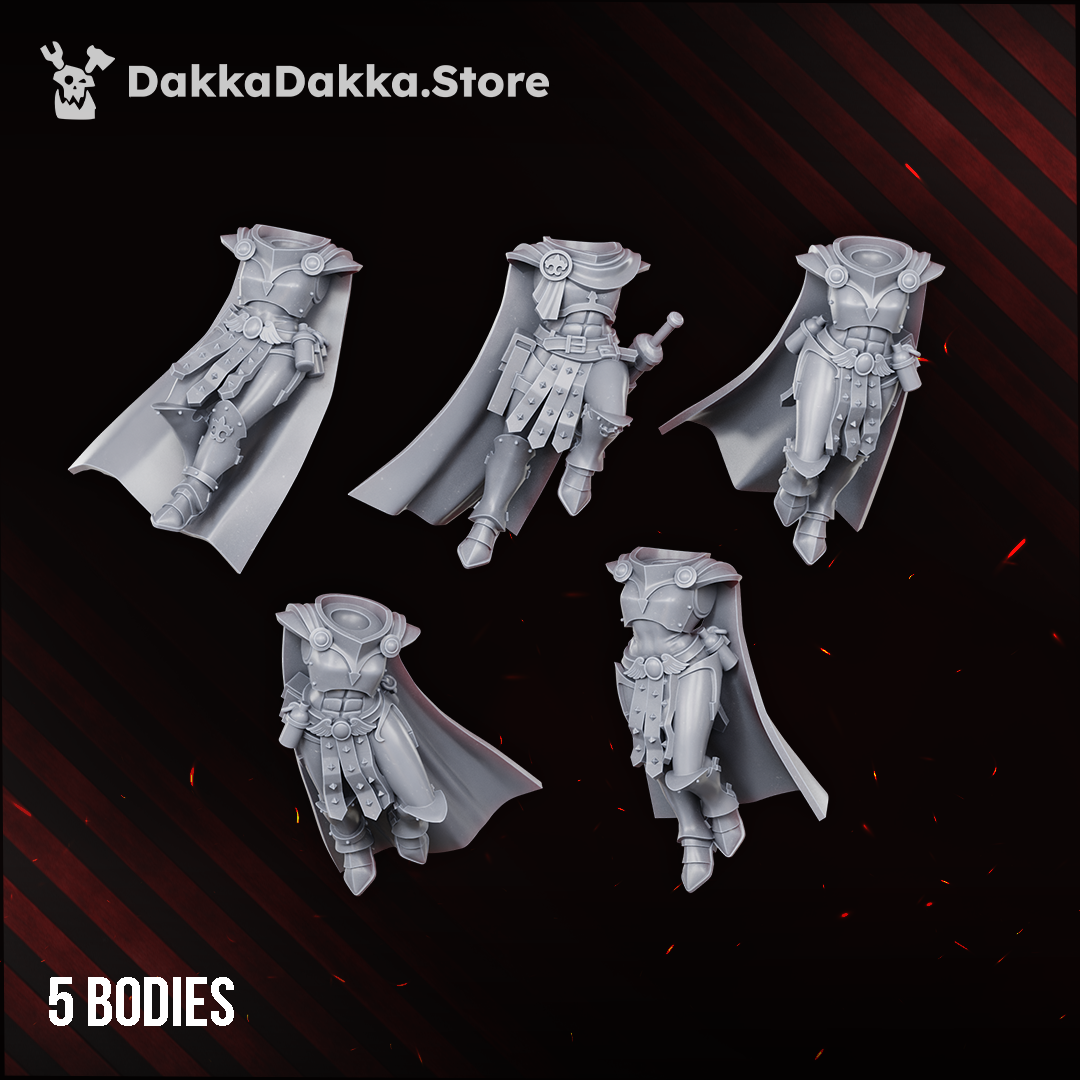 The five modular Harpies/Sirens bodies in caped power armour, Dakka Dakka Store render