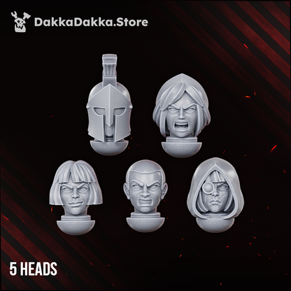 The five interchangeable Harpies/Sirens heads, Dakka Dakka Store render