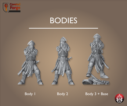 Coveted Forge parts render of the Kr'lieh Keepers body bits, Body 3 shown on its scenic base. Unpainted 32mm-scale 3D-printed resin kitbash bits for grimdark sci-fi tabletop wargaming by Bullet Basilica.