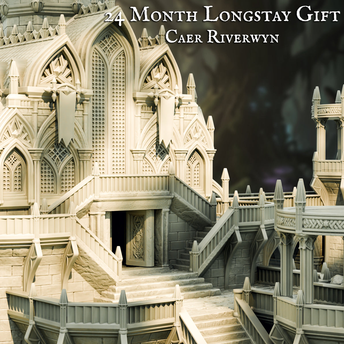 Caer Riverwyn Elven Palace, alternate view, The Printing Goes Ever On render
