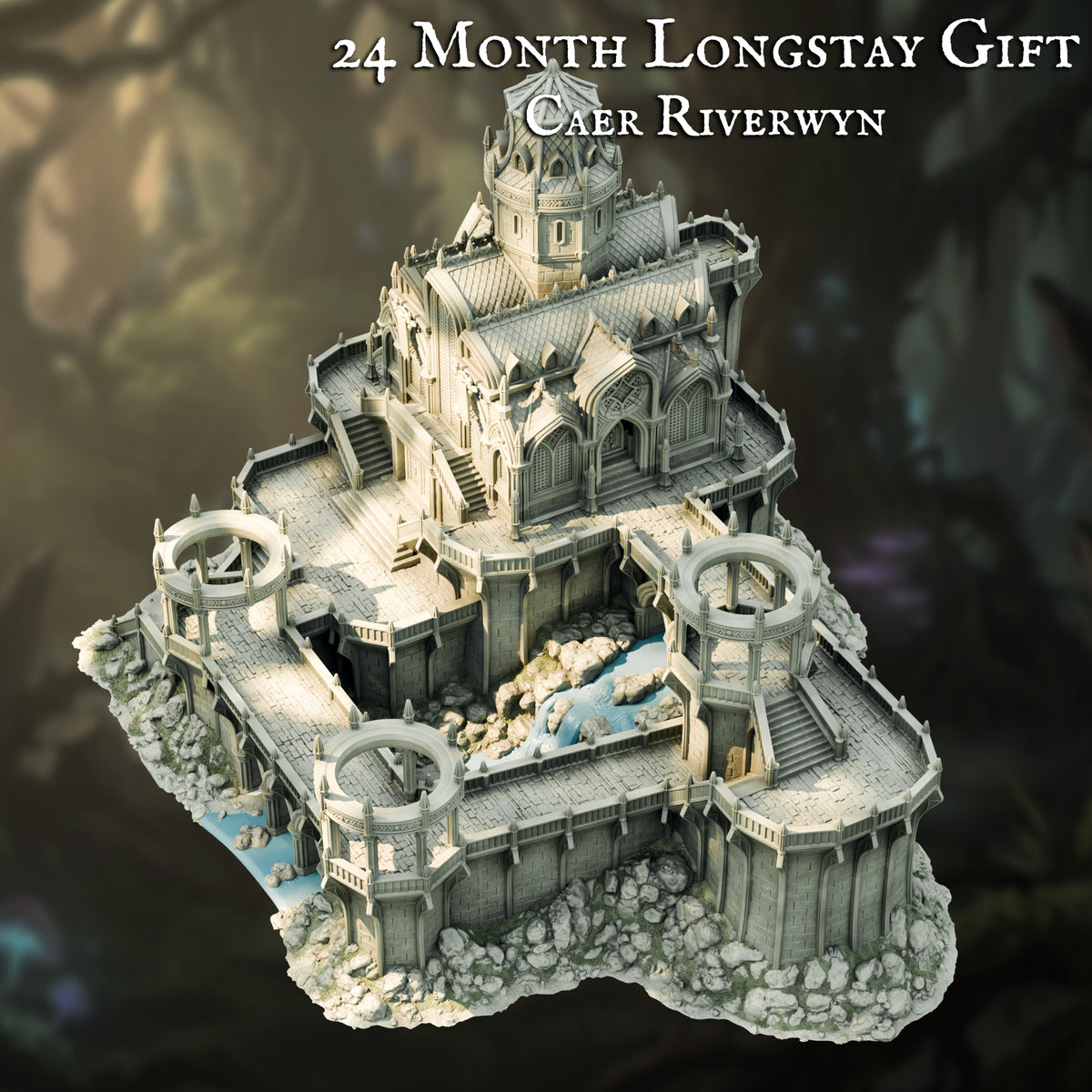 Caer Riverwyn Elven Palace, alternate view, The Printing Goes Ever On render