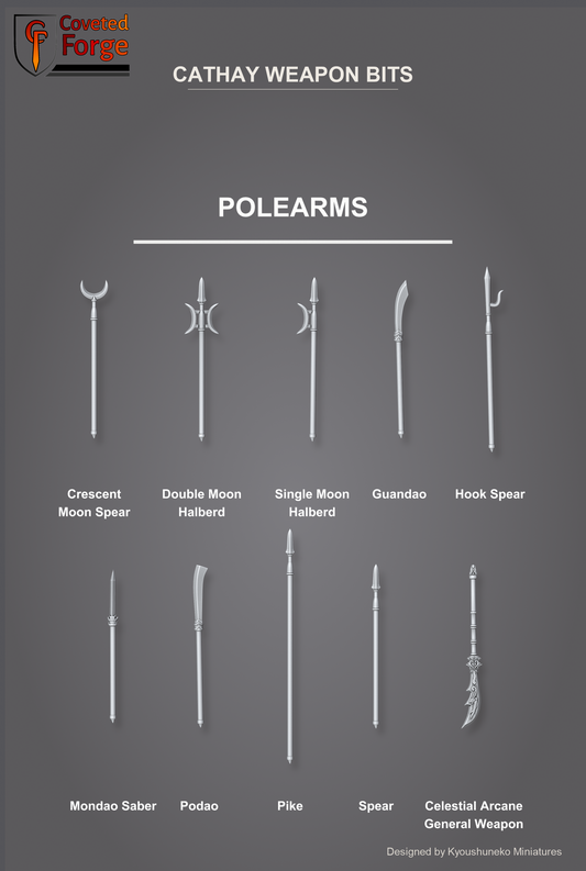 Cathay Weapon Bits - Polearms - Kyoushuneko Miniatures - resin 3D printed bits