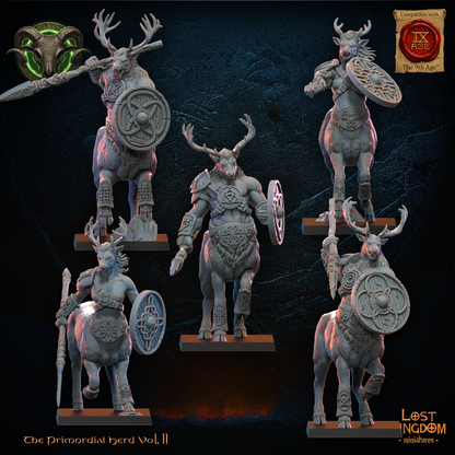 Wildhorn Centaurs regiment, antlered beastman centaurs with spears and shields