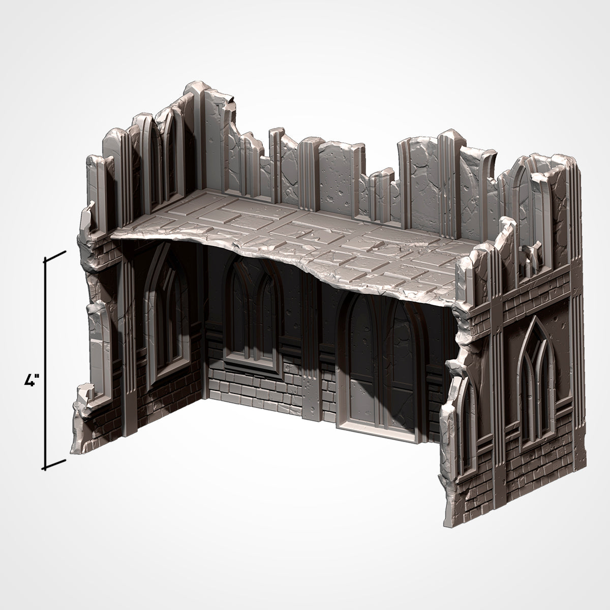 C-Shaped Ruin 8x4in: upper floor and interior view, 4 in ground storey (Txarli Factory render)