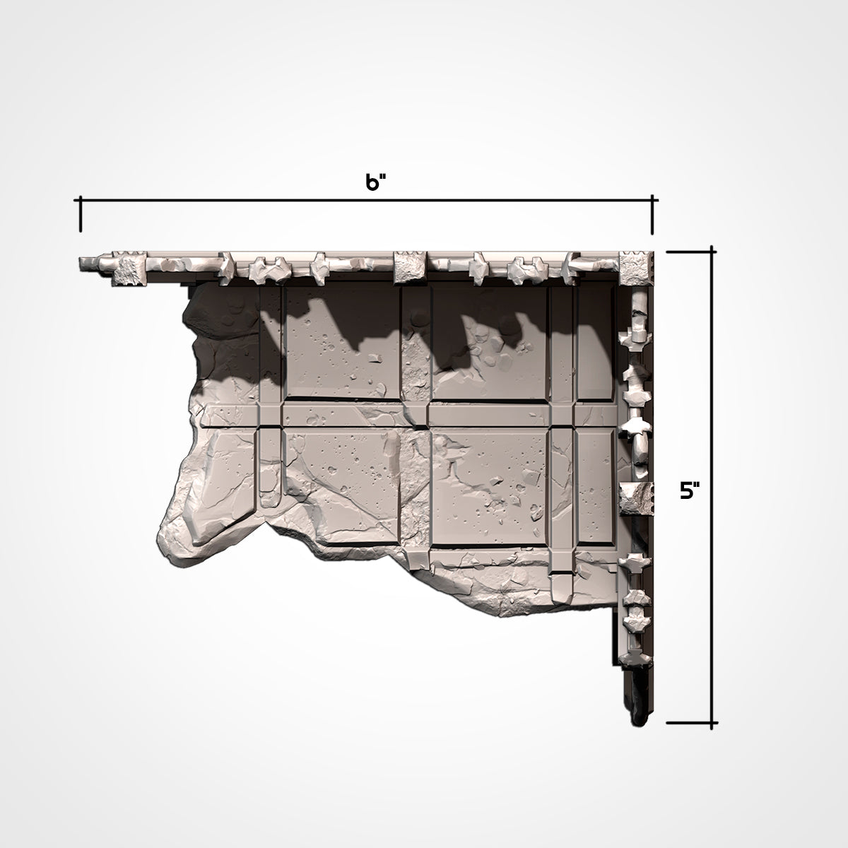 Corner Ruin 6x5in A: top view, 6 x 5 in footprint (Txarli Factory render)