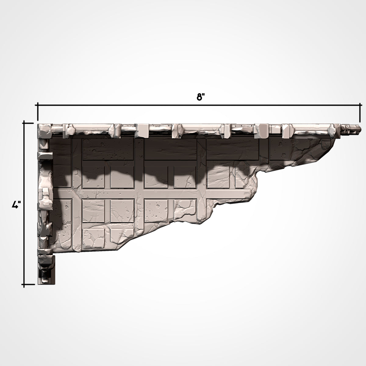 Corner Ruin 8x4in B: top view, 8 x 4 in footprint (Txarli Factory render)