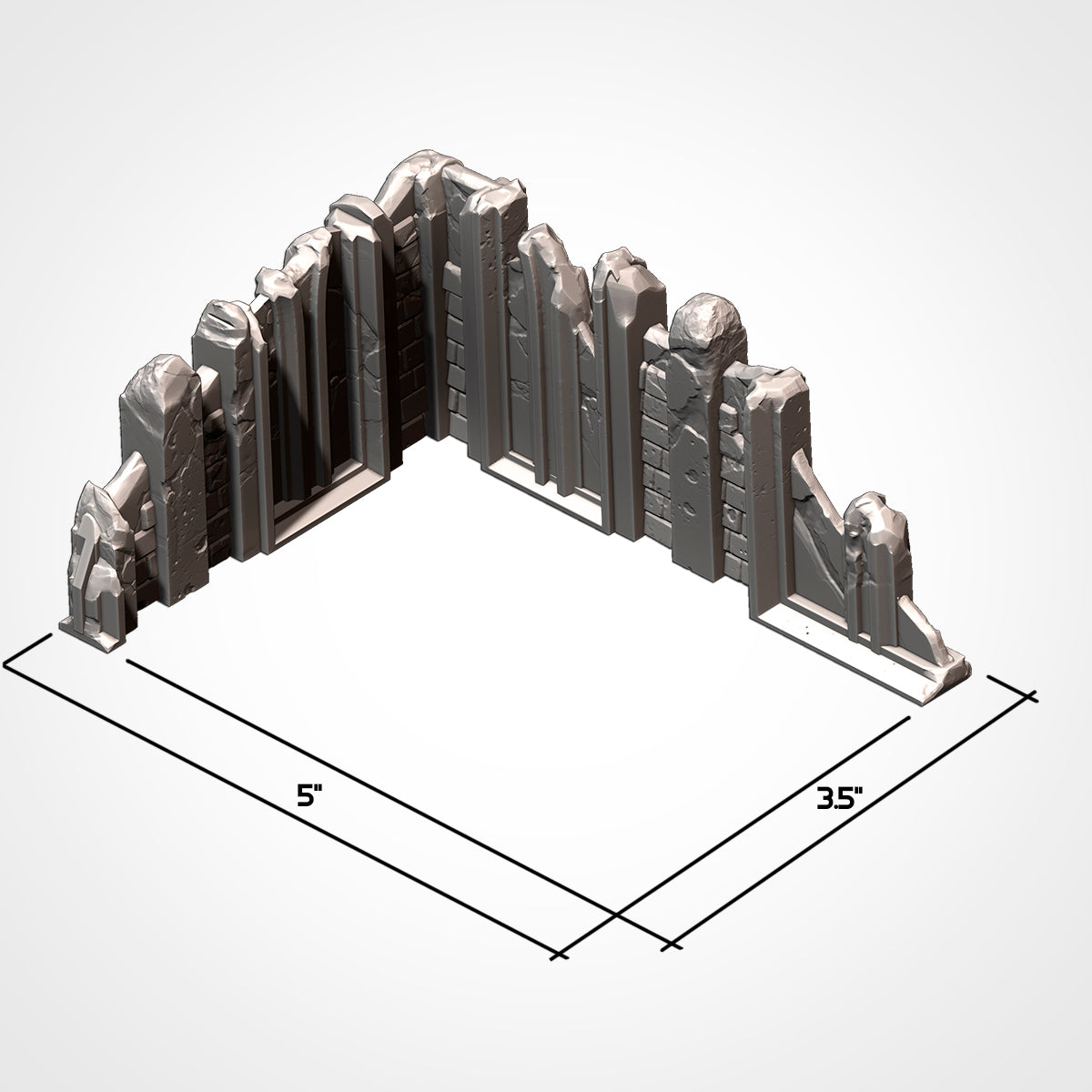 Low Wall 5x3.5in B: corner wall, 5 x 3.5 in footprint (Txarli Factory render)