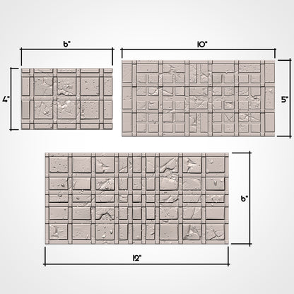Footprints: 6 x 4 in, 10 x 5 in and 12 x 6 in footprints with measurements (Txarli Factory render)
