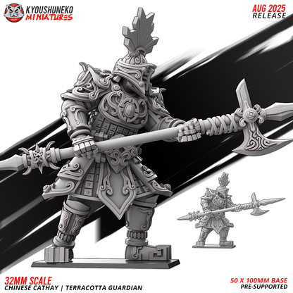 Chinese Cathay Terracotta Guardian, three-quarter view, designer render by Kyoushuneko Miniatures.